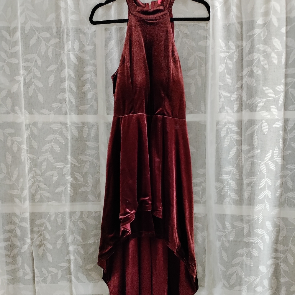 Red Velvet High-Low Gown